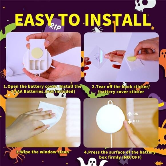 Halloween Decorations Lights - 3PCS Window Decorations with Orange Pumpkin - Picture 3 of 7